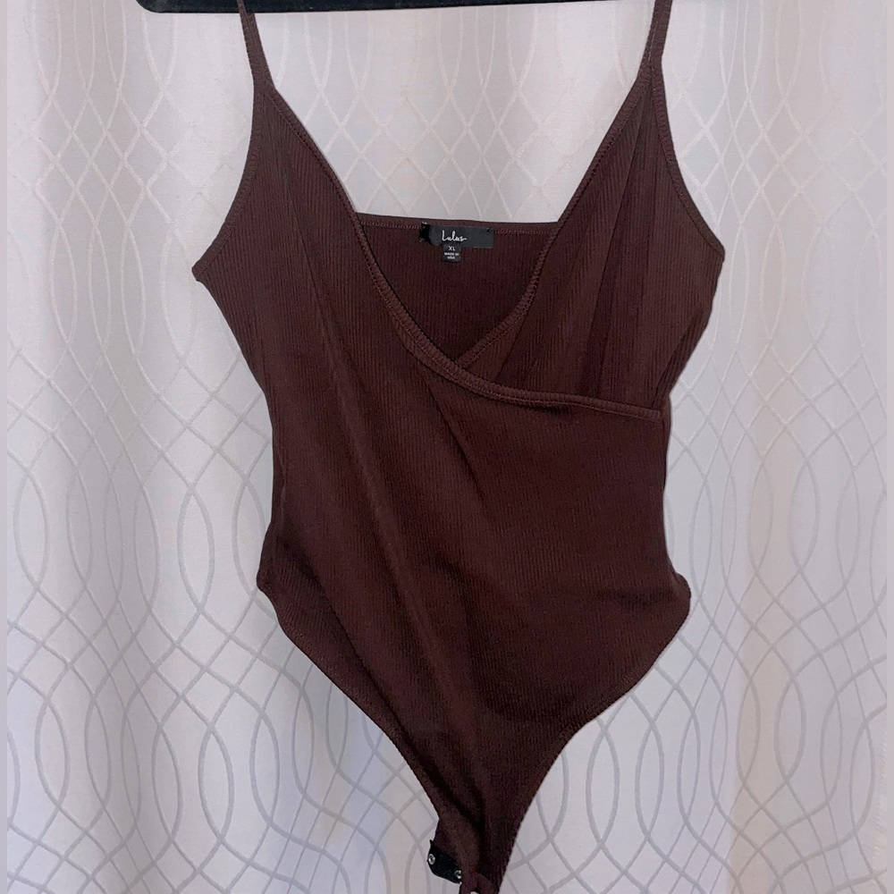 Lulu’s dark brown ribbed bodysuit SZ XL